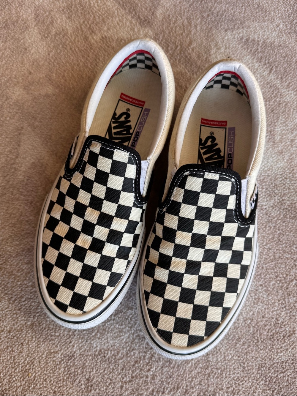 Vans Skate Slip-On in Black/Off white Checkerboard Shoe - Unisex - Popcush